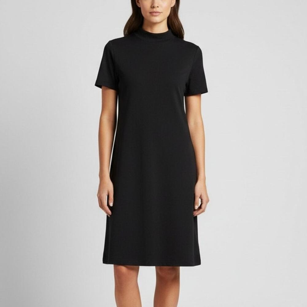 SIMPLY VERA Shift Dress Vera Wang Women’s XS Black Mock Floral Textured Embossed